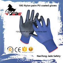 18g Blue Lind Palm Schwarz PU Coated Industriehandschuh